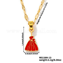 304 Edelstahl Emaille Halloween Besen Anhänger gesprenkelte Kette Halsketten&nbsp;LP1406