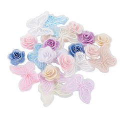 24 stücke 12 stil 3d rose organza spitze stickerei & schmetterling ornament zubehör&nbsp;DIY-BT0001-48