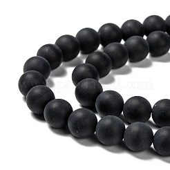 Gefärbte und erhitzte natürliche schwarze Achatperlenstränge&nbsp;G-H056-8mm