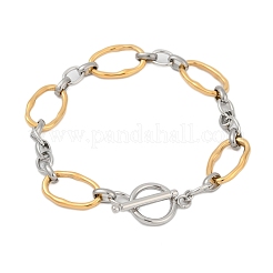 Pulseras de eslabones ovalados de acero inoxidable 304 para hombres y mujeres&nbsp;BJEW-Z108-03GP
