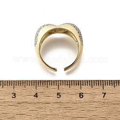 Bagues de manchette en laiton avec micro pavé de zircone cubique transparente pour femmes&nbsp;RJEW-G347-12GP