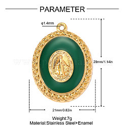 304 Edelstahl-Emaille-Anhänger&nbsp;STAS-OY014-02G