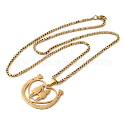 Colliers avec pendentifs en acier inoxydable 201 avec fers à cheval et couple pour femmes et hommes&nbsp;NJEW-F324-04G