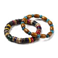 Ensemble de bracelets extensibles en pierre naturelle et perles de bois 6pcs 6 styles&nbsp;BJEW-SZ0001-86