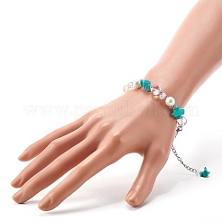 Braccialetto sintetico con perline turchesi per donna ragazza&nbsp;BJEW-TA00019-02