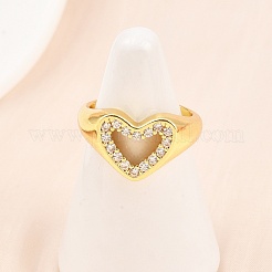 Manschettenringe aus Messing mit Mikropavé-Zirkonia für Damen&nbsp;RJEW-Z113-41G