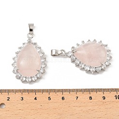Natürlicher Rosenquarz & Strassanhänger&nbsp;G-K338-31P-07