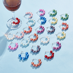 Charms in vetro di vino con perline rotonde in acrilico 24 pz 12 colori&nbsp;AJEW-AB00058