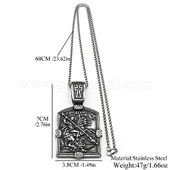 Halsketten mit Kreuzanhänger und Rittermotiv aus Edelstahl 304 für Herren&nbsp;FS-WG71F72-01