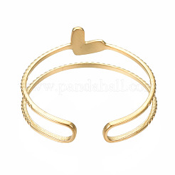 Offener Manschettenring aus 304 Edelstahl mit Herz-Wickeldesign&nbsp;RJEW-T023-73G