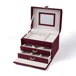 Boîte d'organisateur de bijoux en cuir pu&nbsp;CON-P012-04C