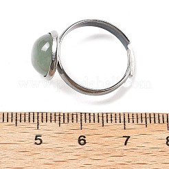 Halbrunde natürliche grüne Aventurin Fingerringe&nbsp;RJEW-M062-01P-40