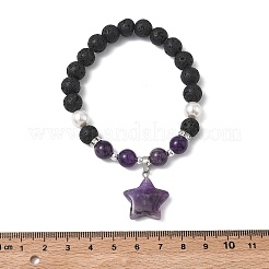 Braccialetti con ciondoli in ametista naturale&nbsp;BJEW-JB13705-01