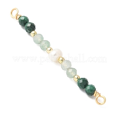 Facettierte runde natürliche grüne Aventurinee & Malachit & Kartoffel natürliche Zucht Süßwasser Perle Perlen Stecker Charms&nbsp;PALLOY-JF03531-03