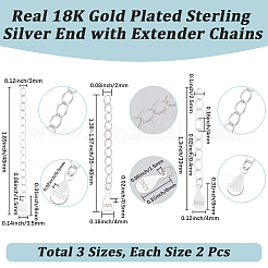 6 pz 3 stili 925 catene estensibili intrecciate in argento sterling&nbsp;STER-BBC0009-88