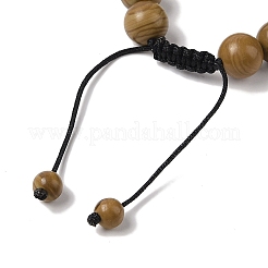 Bracelets de perles tressées en pierre de dentelle de bois naturel rond de 10 mm&nbsp;BJEW-C067-01C-17