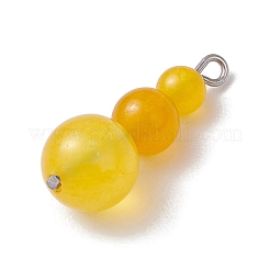 Pendentifs en perles rondes en jade malaisien teinté naturel&nbsp;PALLOY-JF02867-02