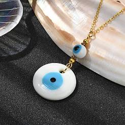 Collier pendentif mauvais œil au chalumeau&nbsp;NJEW-JN04614-01