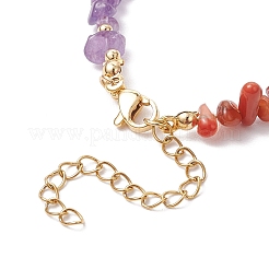 Chakra naturale quarzo rosa e ametista e apatite e acquamarina e avventurina verde e occhio di tigre e braccialetti di perline di corniola per le donne&nbsp;BJEW-JB11741-01