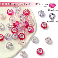 30 pz 3 perle europee di vetro fatte a mano in 14x8 colori&nbsp;GLAA-YW0004-21B