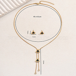 Set di gioielli in acciaio inossidabile con cuore a conchiglia e ventaglio a forma di fiore per donna&nbsp;XK7928-3