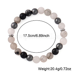 Bracelets extensibles en perles rondes de quartz tourmaliné naturel&nbsp;NE6607