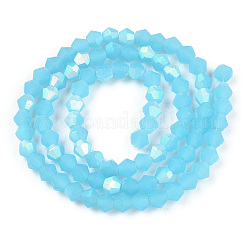 Brins de perles en verre dépoli imitation jade bicône&nbsp;GLAA-F029-JM4mm-A03