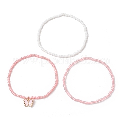 3 braccialetti elastici con perline di vetro per donna&nbsp;BJEW-JB11437