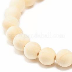 Bracelet extensible en bois naturel et pierre de lave synthétique (teinte) à perles rondes&nbsp;BJEW-JB07815
