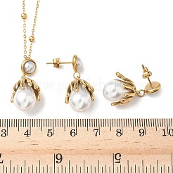Collane con ciondolo a forma di fiore in acciaio inossidabile 304 e orecchini a bottone per donna&nbsp;SJEW-B020-05G