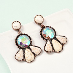 Boucles d'oreilles pendantes en alliage de turquoise synthétique&nbsp;LS-EJEW-U053-04A-R