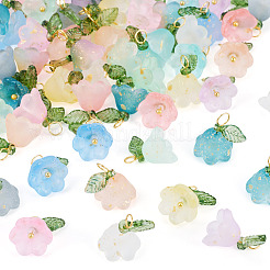 72 Stück 12 Farben Glas & Acryl Blumenanhänger&nbsp;PALLOY-TAC0259