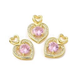 Pendentifs en laiton micro pavé de zircons cubiques transparents et roses&nbsp;KK-E068-VA122-2