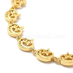 Klares Mond- und Stern-Gliederkettenarmband mit kubischem Zirkonia&nbsp;BJEW-A132-04G