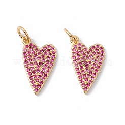 Pendenti in ottone placcato a cremagliera con micro pavé di zirconi rosa caldo&nbsp;X-ZIRC-C040-19G