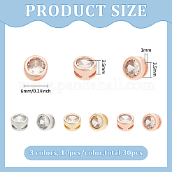 30 pz. 3 colori placcatura cremagliera ottone micro pavé zirconi cubici charms scorrevoli&nbsp;KK-BC0012-83