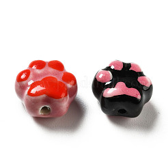 Perles de porcelaine imprimées manuelles&nbsp;X1-PORC-F005-02