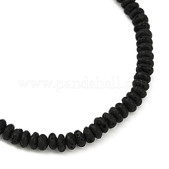 Bracelets extensibles en rondelles de pierre de lave naturelle et perles croisées en turquoise synthétique pour femmes&nbsp;BJEW-JB12053-02