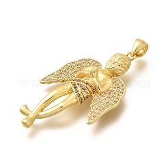 Porte micro ouvrent pendentifs zircone cubique en laiton de placage&nbsp;KK-L226-019G