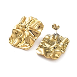 Pendientes rectangulares texturizados de acero inoxidable 304 con revestimiento iónico (IP) para mujer&nbsp;EJEW-P234-14G