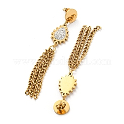 Pendientes colgantes con forma de lágrima de rhinestone con revestimiento iónico (IP)&nbsp;EJEW-D083-03G