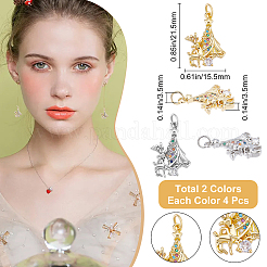 8 pendentif en laiton micro pavé de zircones cubiques colorées&nbsp;ZIRC-BBC0001-08