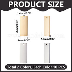 20 pz 2 colori ciondoli in acciaio inossidabile 304&nbsp;FIND-UN0004-06