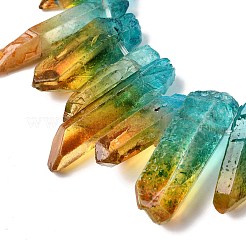 Hebras de cuentas de cristal de cuarzo natural de dos tonos&nbsp;G-Z131-K01-05