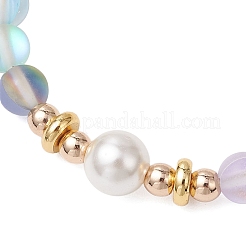 Braccialetti con perline rotonde in pietra di luna sintetica per donna&nbsp;BJEW-JB11915-01