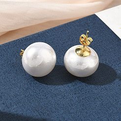 Orecchini a perno da donna in ottone e plastica ABS con perle artificiali.&nbsp;PL-CBA760A-14C-G01