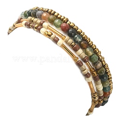 Ensemble de bracelets extensibles en agate indienne naturelle&nbsp;BJEW-JB09458