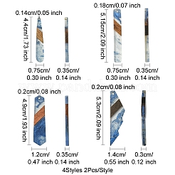 8pcs 4 estilos de resina transparente y colgantes de madera de nogal&nbsp;RESI-FS0001-77