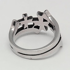 Personalisierte Retro 304 Edelstahl Kreuzringe für Männer&nbsp;RJEW-F006-116-22mm