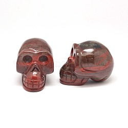 Skull Natural Red Jasper No Hole/Undrilled, Red, 35x32x48mm